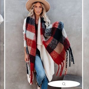 Plaid blanket scarf